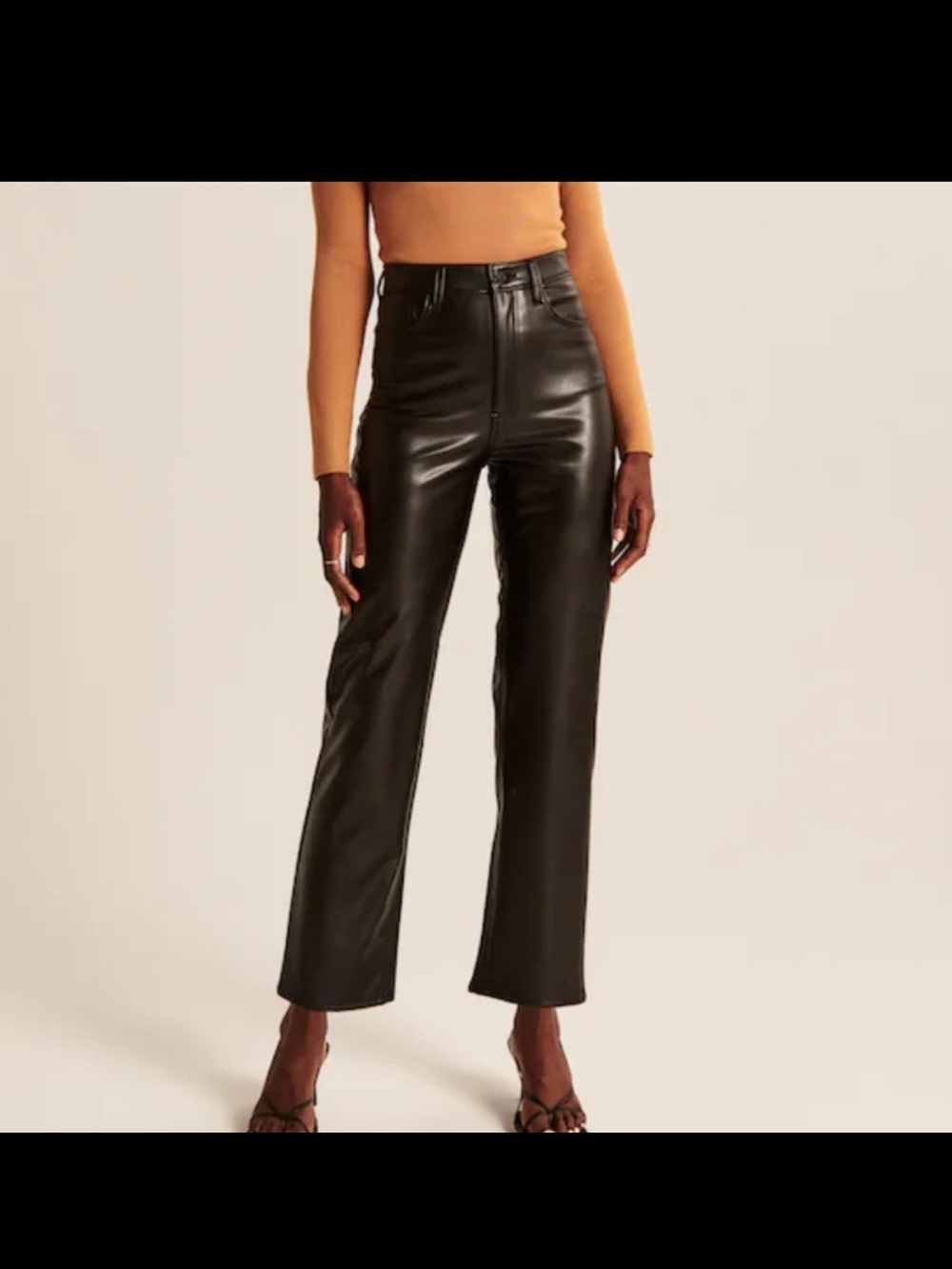 Abercrombie & Fitch Black Wide-Leg Vegan Leather Pants